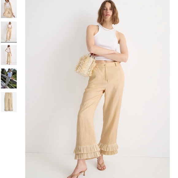 JCREW INGRID FRINGE TRIM PANT IN LINEN SZ 00 NWT - Picture 3 of 7